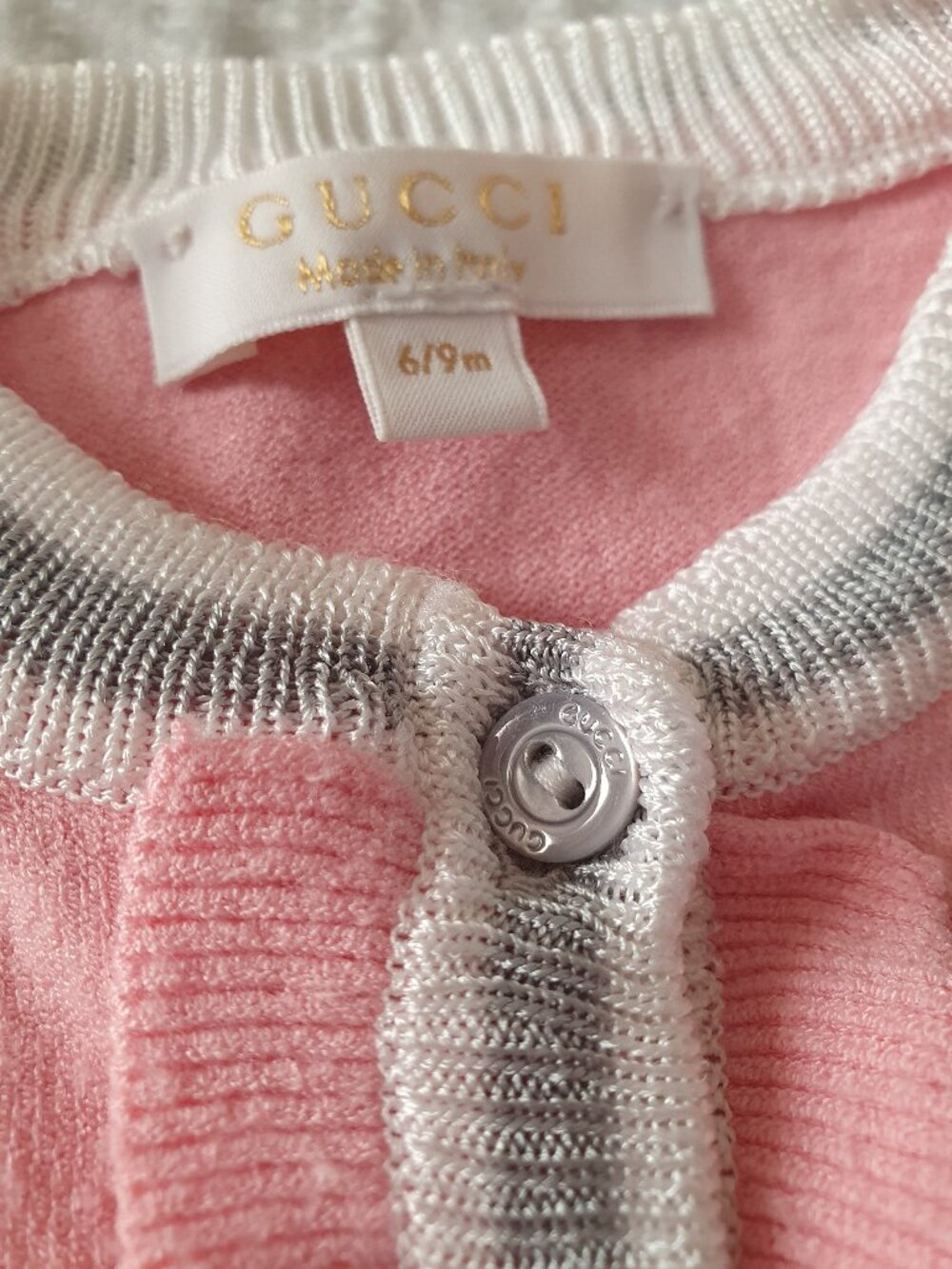 Authentic Gucci Baby Girls Pink Cardigan Sweater - 6/9 Months